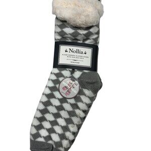 Sherpa Non-Skid Heavy Socks - Gray /White - Adult Unisex - OS - NWT